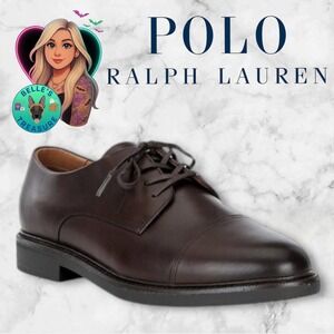 Polo Ralph Lauren Asher Captoe Brown Derby Dress Shoes Men's 9.5 D Vibram Sole